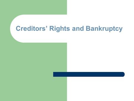Creditors’ Rights and Bankruptcy. Bankruptcy People avoid debts Debtors get a fresh start Should bankruptcy be easy? What should we consider? MN 3-3.9.