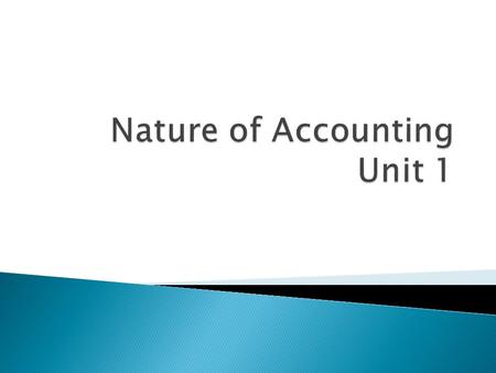 Nature of Accounting Unit 1