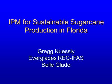 IPM for Sustainable Sugarcane