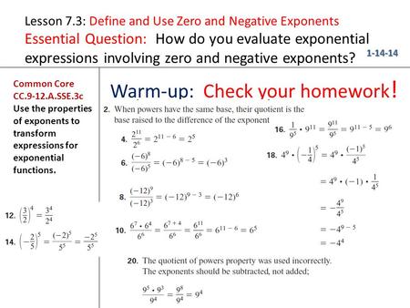 Warm-up: Check your homework!
