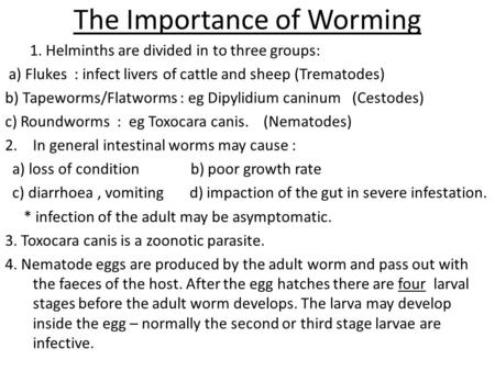 The Importance of Worming