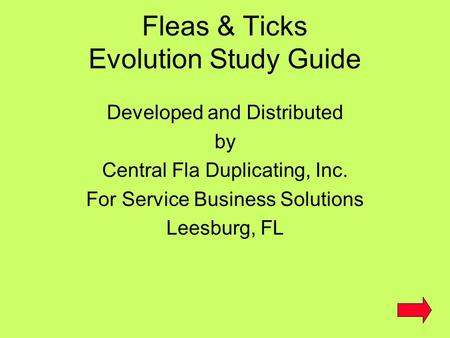 Fleas & Ticks Evolution Study Guide
