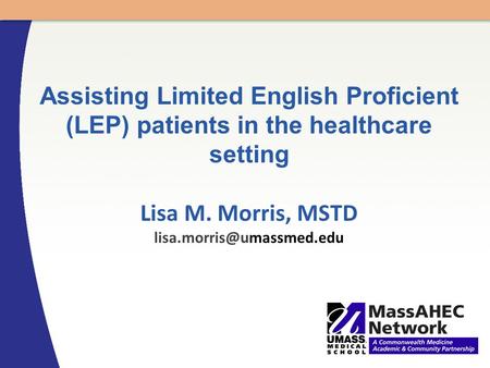 Assisting Limited English Proficient (LEP) patients in the healthcare setting Lisa M. Morris, MSTD