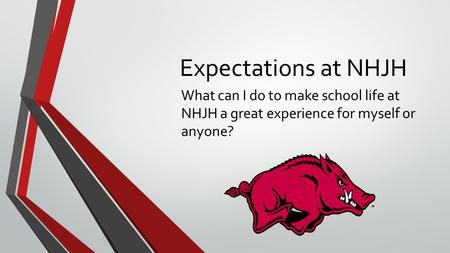 Expectations at NHJH What can I do to make school life at NHJH a great experience for myself or anyone?