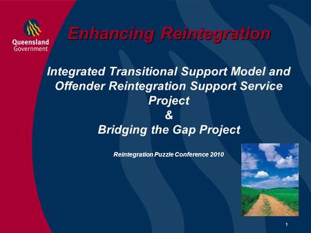 Enhancing Reintegration Integrated Transitional Support Model and Offender Reintegration Support Service Project & Bridging the Gap Project Reintegration.