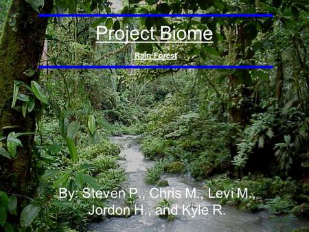 Project Biome By: Steven P., Chris M., Levi M., Jordon H., and Kyle R. Rain Forest.