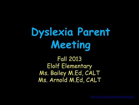 Dyslexia Parent Meeting
