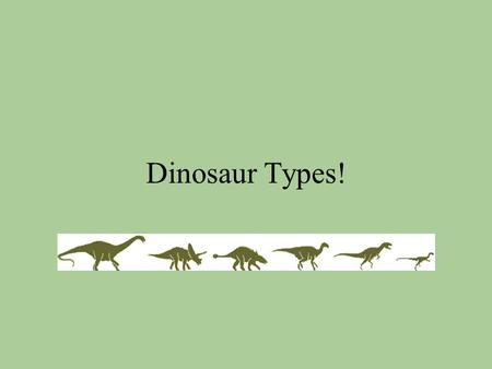 Dinosaur Types!. Two main types of dinosaurs: Saurischia: ( sore-is-che-a ) Ornithischia: (or-nith-is-che-a) Both carnivores and herbivores. Only herbivores.
