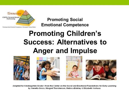 Promoting Children’s Success: Alternatives to Anger and Impulse