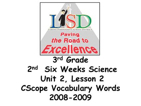 3 rd Grade 2 nd Six Weeks Science Unit 2, Lesson 2 CScope Vocabulary Words 2008-2009.