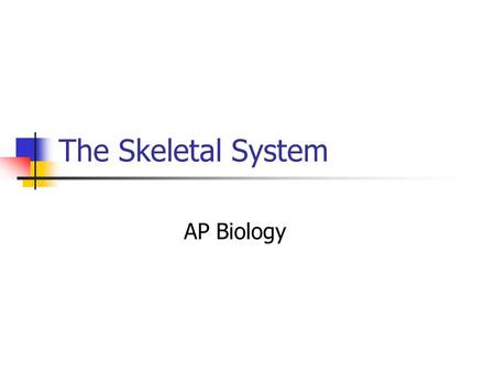 The Skeletal System AP Biology.