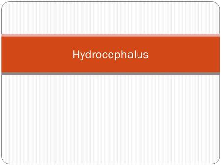 Hydrocephalus. Background What is hydrocephalus? Abnormal accumulation of cerebrospinal fluid in the ventricles of the brain Results in elevated intracranial.