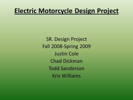 Electric Motorcycle Design Project