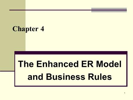 1 Chapter 4 The Enhanced ER Model and Business Rules.