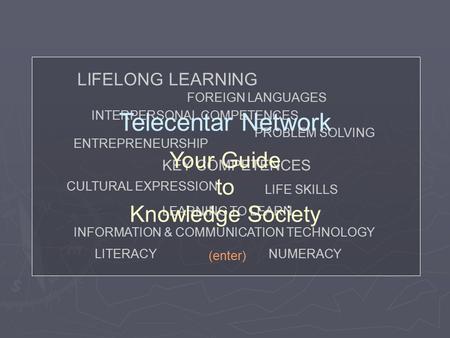 KEY COMPETENCES LIFELONG LEARNING LITERACYNUMERACY FOREIGN LANGUAGES CULTURAL EXPRESSION INTERPERSONAL COMPETENCES INFORMATION & COMMUNICATION TECHNOLOGY.