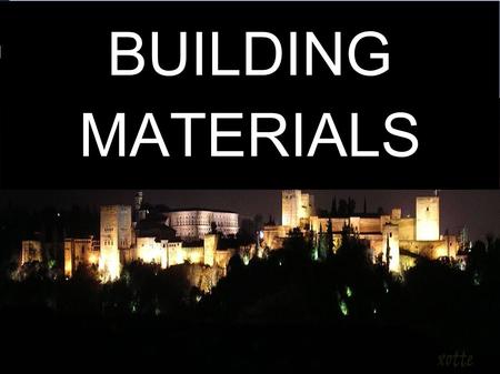 BUILDING MATERIALS. INDEX 1- Title............................................. 2-Index............................................ 3-Building materials........................