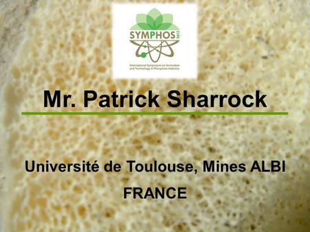 Mr. Patrick Sharrock Université de Toulouse, Mines ALBI FRANCE.