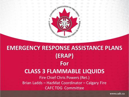 EMERGENCY RESPONSE ASSISTANCE PLANS CLASS 3 FLAMMABLE LIQUIDS