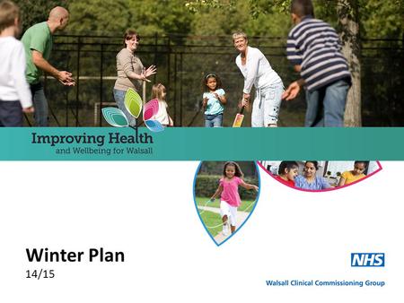 Winter Plan 14/15. Context Overview Walsall CCG’s Winter Plan is an integral part of its overall Surge Plan which draws together a number of documents.
