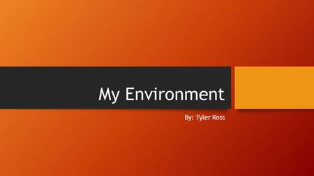 My Environment By: Tyler Ross. New Holland Three Things you Hate about your area School, Neighbors, Grass Three Things you Like about your are Friends,lunch,isparten.
