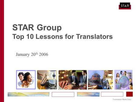 Translation Made Easy STAR Group Top 10 Lessons for Translators January 20 th 2006.