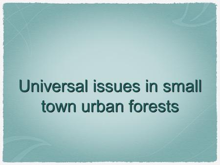 Universal issues in small town urban forests. Street Trees The average life of a street tree in a municipality is 7 years.