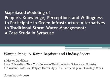 Map-Based Modeling of People’s Knowledge, Perceptions and Willingness to Participate in Green Infrastructure Alternatives to Traditional Storm-Water Management: