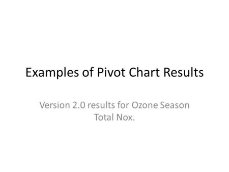 Examples of Pivot Chart Results Version 2.0 results for Ozone Season Total Nox.
