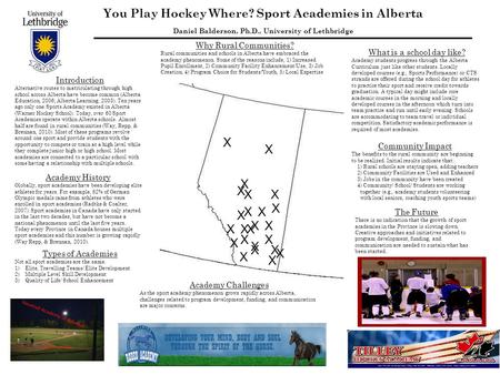 You Play Hockey Where? Sport Academies in Alberta Daniel Balderson, Ph.D., University of Lethbridge X X X X X X X X X X X X X X X X X X X X X X X X Introduction.