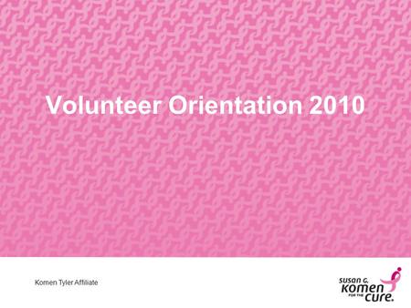 Komen Tyler Affiliate Volunteer Orientation 2010.