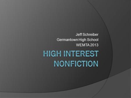 Jeff Schreiber Germantown High School WEMTA 2013.