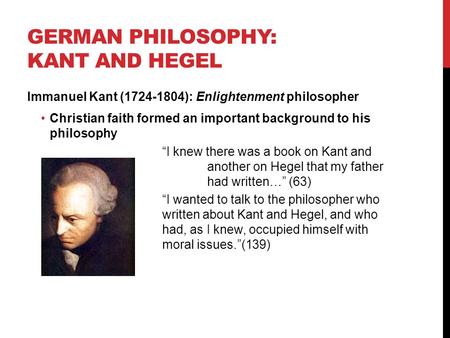 German Philosophy: Kant and Hegel