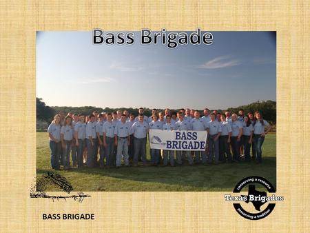 BASS BRIGADE. 5-day wildlife leadership camps Open to students ages 13-17 Cost is $400 – scholarships available Held annually in June and July 7 camps.