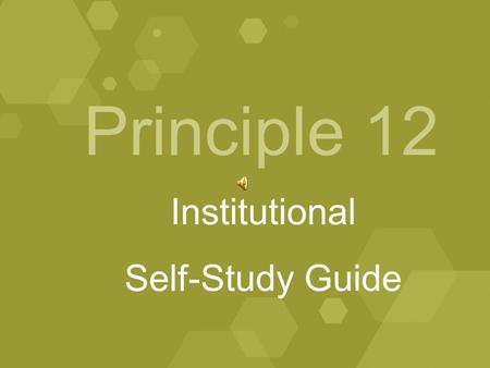 Principle 12 Institutional Self-Study Guide. January, 2009 Each Division II institution shall conduct a comprehensive self-study and evaluation of its.