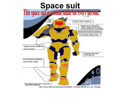 Space suit. Oxygen Making Machine Shuttles #1 Shuttles #2 Cockpit with windows.
