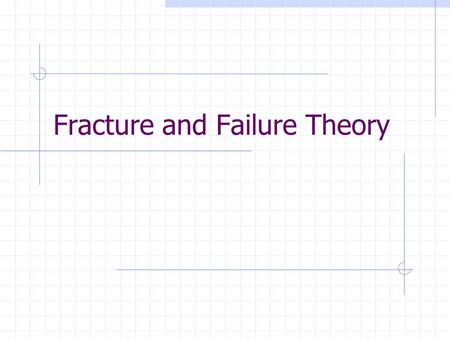 Fracture and Failure Theory. Defining Failure Failure can be defined in a variety of ways: Unable to perform the to a given criteria Fracture Yielding.