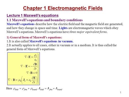 Chapter 1 Electromagnetic Fields
