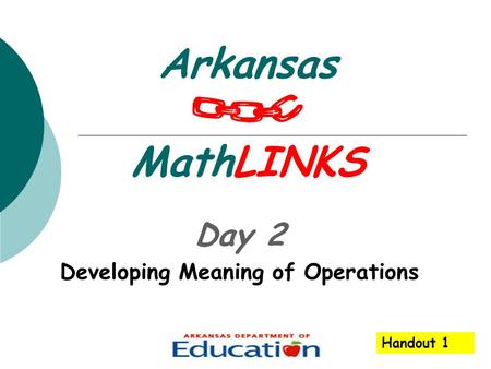 Arkansas MathLINKS Day 2 Developing Meaning of Operations Handout 1.
