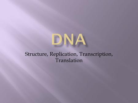 Structure, Replication, Transcription, Translation.