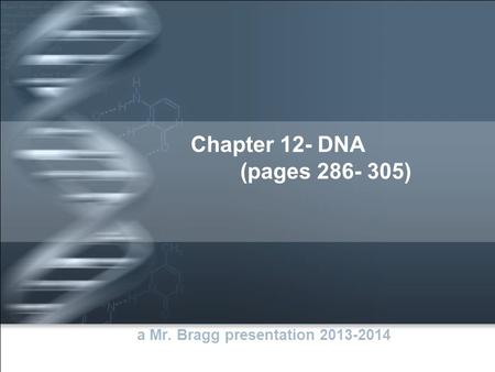 Chapter 12- DNA (pages 286- 305) a Mr. Bragg presentation 2013-2014.