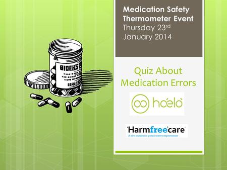 Quiz About Medication Errors Medication Safety Thermometer Event Thursday 23 rd January 2014.