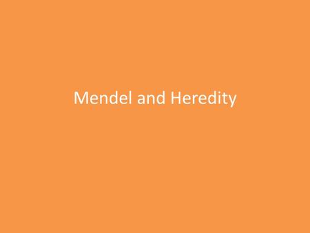Mendel and Heredity.