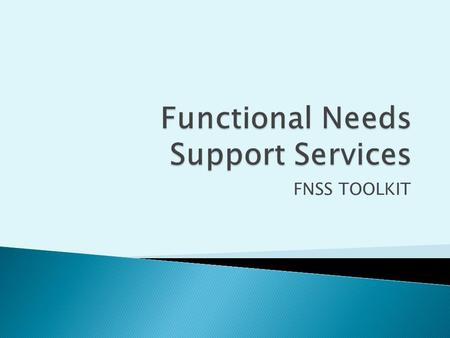 FNSS TOOLKIT.  Review the FNSS toolkit components  Examine each FNSS Toolkit Tab for further clarification.