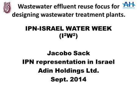 IPN-ISRAEL WATER WEEK (I2W2)