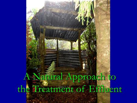 A Natural Approach to the Treatment of Effluent. Effluent leaving the house encompasses fresh water and organic matter. This can be broken into two categories: