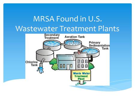 MRSA Found in U.S. Wastewater Treatment Plants.  MRSA is a type of staph bacteria that is resistant to certain antibiotics called beta-lactams (Centers.