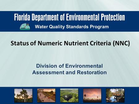 Water Quality Standards Program Status of Numeric Nutrient Criteria (NNC) Division of Environmental Assessment and Restoration.