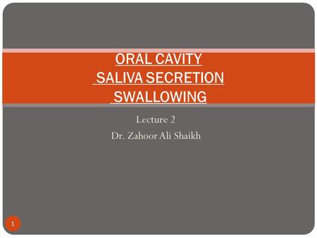 ORAL CAVITY SALIVA SECRETION SWALLOWING