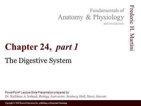 Chapter 24, part 1 The Digestive System.