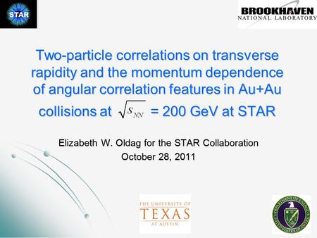 Two-particle correlations on transverse rapidity and the momentum dependence of angular correlation features in Au+Au collisions at = 200 GeV at STAR Elizabeth.